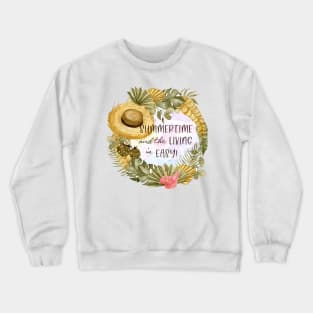 Summertime Living is Easy Tropical Boho Floral Wreath Crewneck Sweatshirt